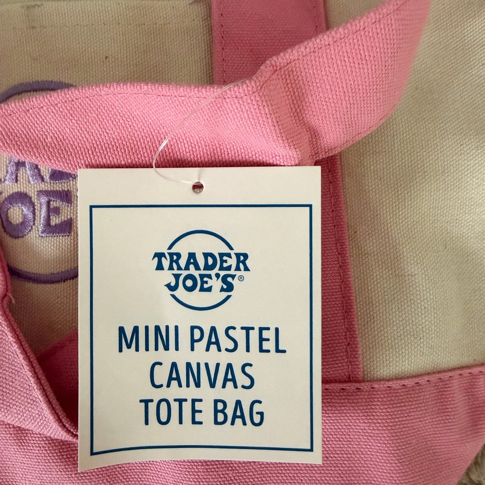Spring Trader Joe's Mini Pastel Canvas Tote Bag - Pastel Pink - Picture 2 of 3